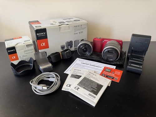 Sony nex red mirrorless - nex-3,