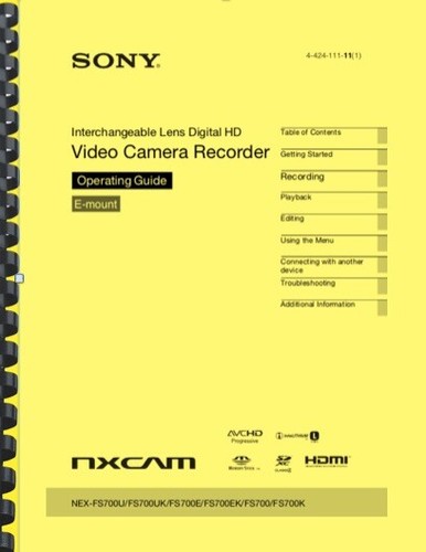 Sony nex fs700 manuale utente - manuale,